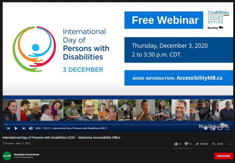 International Day of Persons With Disabilities webinar on youtube