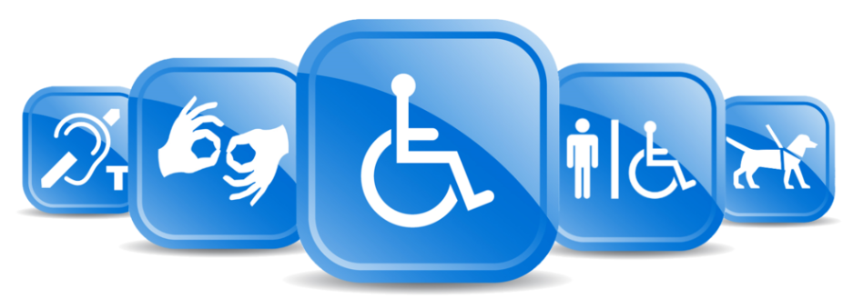 Different icons containing accessibility signs. 
