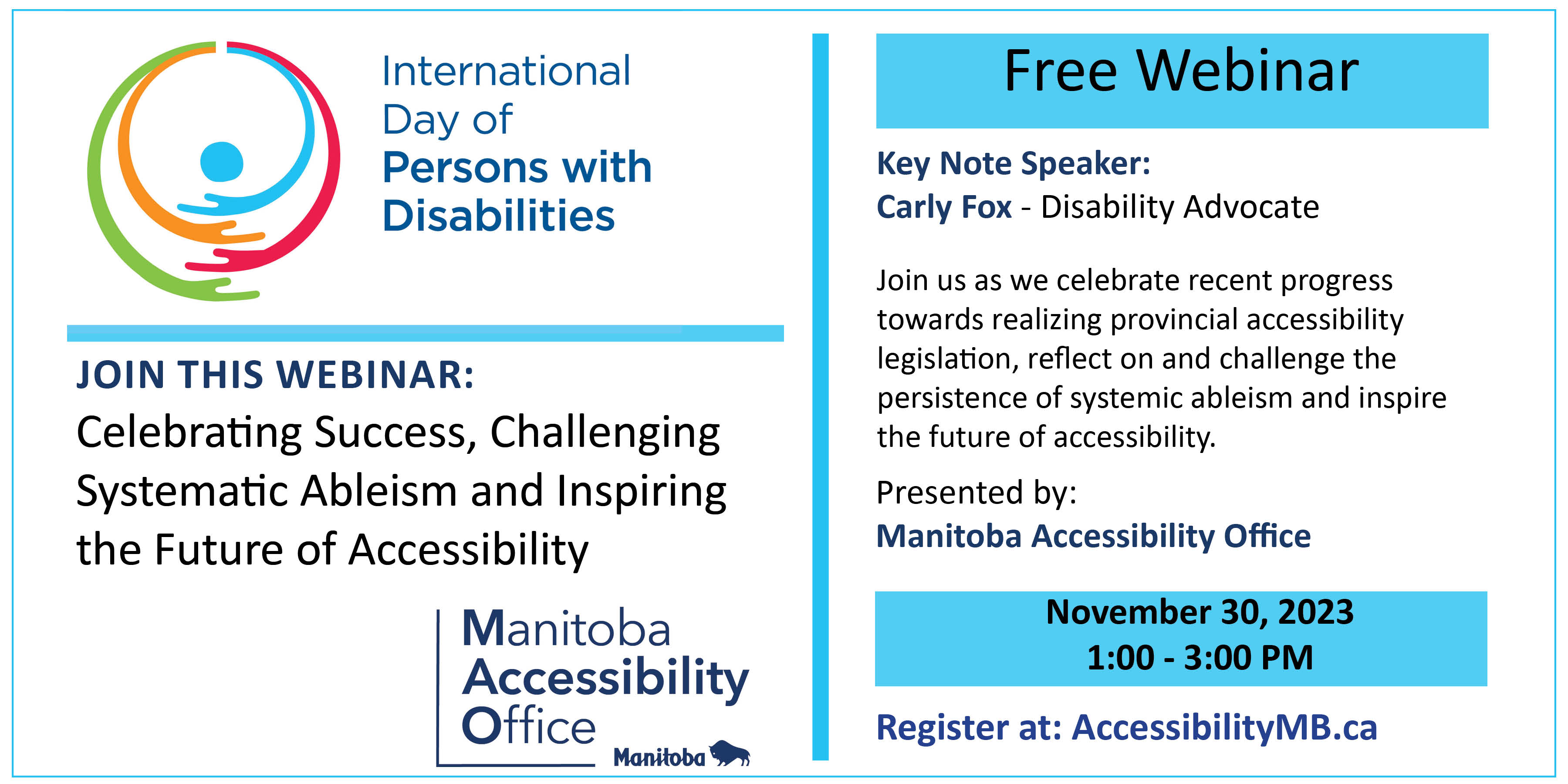 Internation Day of Persons with Disabilities. Free Webinar November 30,2023