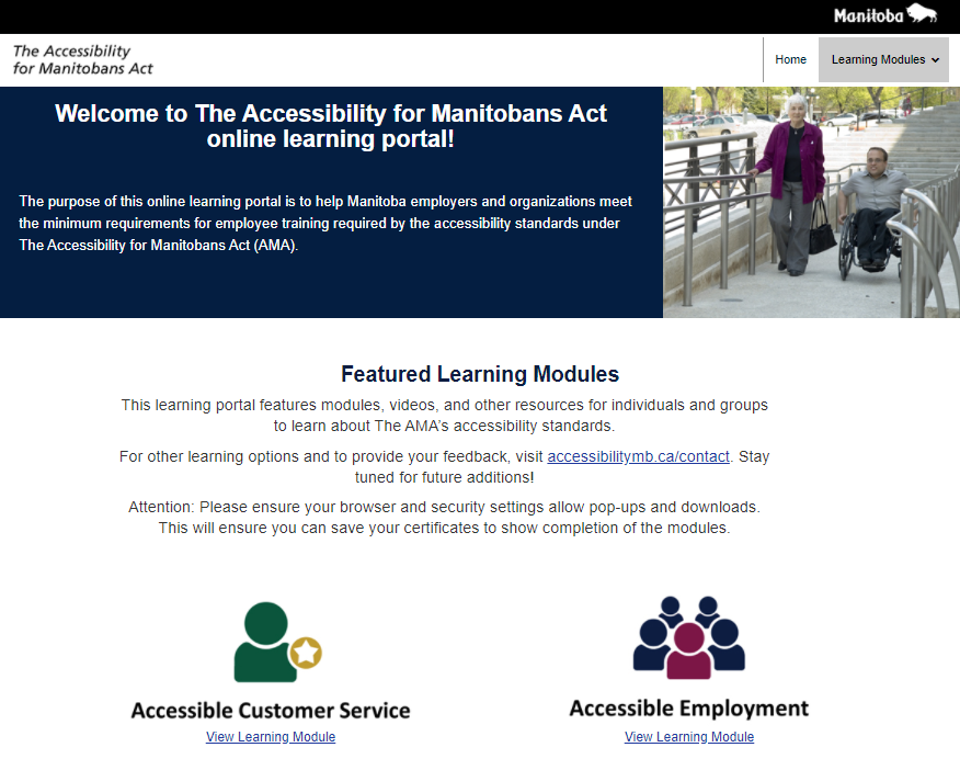 Accessibility for Manitobans Act Online Learning Portal